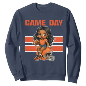 Funny Game Day Cute Girl Sweatshirt Midwest Football Player Gift TS12 Navy Print Your Wear