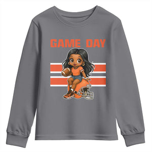 Funny Game Day Cute Girl Youth Sweatshirt Midwest Football Player Gift TS12 Charcoal Print Your Wear