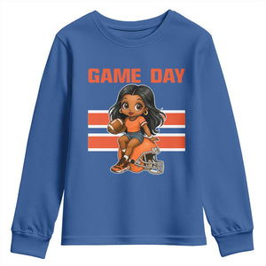 Funny Game Day Cute Girl Youth Sweatshirt Midwest Football Player Gift TS12 Royal Blue Print Your Wear