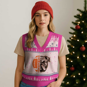 Bulldog Football Lover V-Neck Knit Sweater Vest Game Day Fan Lifestyle TS12 Hot Pink Print Your Wear