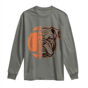 Bulldog Football Lover Long Sleeve Shirt Game Day Fan Lifestyle TS12 Military Green Print Your Wear