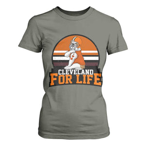 Funny Bulldog Game Day T Shirt For Women Cleveland For Life TS12 Military Green Print Your Wear