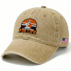 Funny Bulldog Game Day Washed Cotton Baseball Cap Cleveland For Life TS12 Print Your Wear