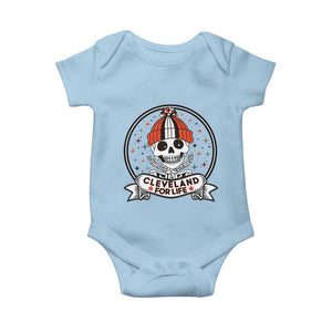 Funny Skeleton Dark Football Lover Baby Onesie Cleveland For Life TS12 Light Blue Print Your Wear