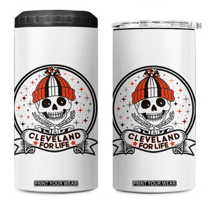 Funny Skeleton Dark Football Lover 4 in 1 Can Cooler Tumbler Cleveland For Life TS12 One Size: 16 oz White Print Your Wear