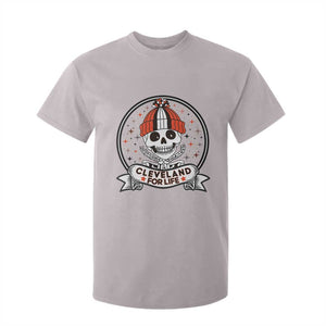 Funny Skeleton Dark Football Lover T Shirt For Kid Cleveland For Life TS12 Ice Gray Print Your Wear