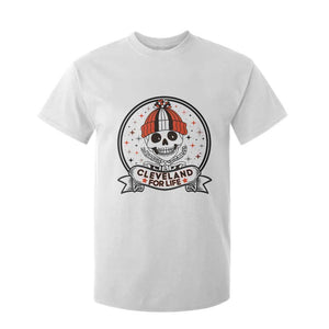 Funny Skeleton Dark Football Lover T Shirt For Kid Cleveland For Life TS12 White Print Your Wear
