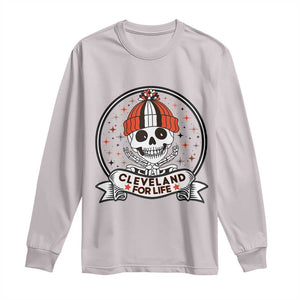 Funny Skeleton Dark Football Lover Long Sleeve Shirt Cleveland For Life TS12 Ice Gray Print Your Wear