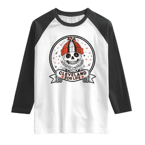 Funny Skeleton Dark Football Lover Raglan Shirt Cleveland For Life TS12 White Black Print Your Wear