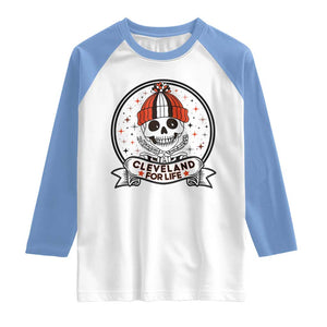 Funny Skeleton Dark Football Lover Raglan Shirt Cleveland For Life TS12 White Carolina Blue Print Your Wear