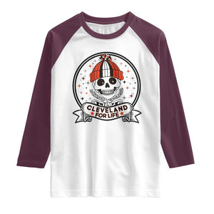 Funny Skeleton Dark Football Lover Raglan Shirt Cleveland For Life TS12 White Maroon Print Your Wear
