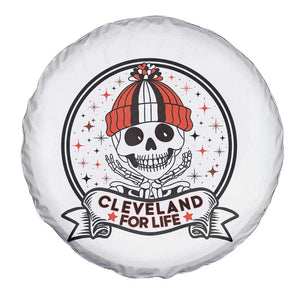 Funny Skeleton Dark Football Lover Spare Tire Cover Cleveland For Life TS12 Print Your Wear