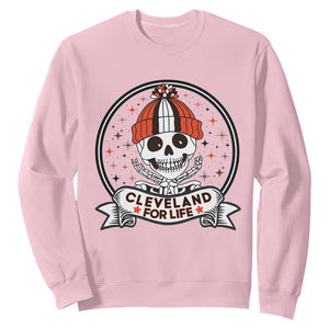 Funny Skeleton Dark Football Lover Sweatshirt Cleveland For Life TS12 Light Pink Print Your Wear