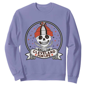 Funny Skeleton Dark Football Lover Sweatshirt Cleveland For Life TS12 Violet Print Your Wear
