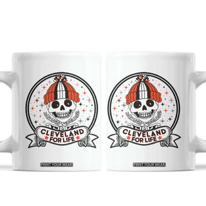 Funny Skeleton Dark Football Lover Coffee Mug Cleveland For Life TS12 White Print Your Wear