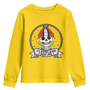 Funny Skeleton Dark Football Lover Youth Sweatshirt Cleveland For Life TS12 Daisy Print Your Wear