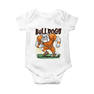 Funny Bulldog Playing Football Baby Onesie Game Day Dog Lover TS12 White Print Your Wear