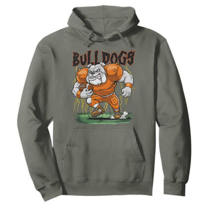 Funny Bulldog Playing Football Hoodie Game Day Dog Lover TS12 Military Green Print Your Wear