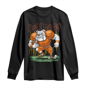 Funny Bulldog Playing Football Long Sleeve Shirt Game Day Dog Lover TS12 Black Print Your Wear