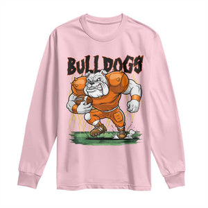 Funny Bulldog Playing Football Long Sleeve Shirt Game Day Dog Lover TS12 Light Pink Print Your Wear