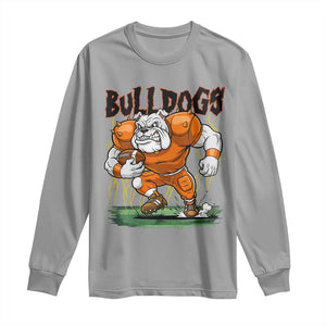 Funny Bulldog Playing Football Long Sleeve Shirt Game Day Dog Lover TS12 Sport Gray Print Your Wear