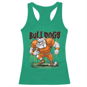 Funny Bulldog Playing Football Racerback Tank Top Game Day Dog Lover TS12 Irish Green Print Your Wear