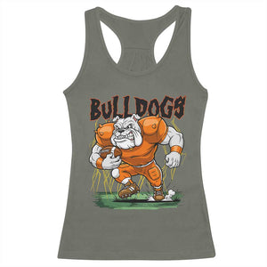 Funny Bulldog Playing Football Racerback Tank Top Game Day Dog Lover TS12 Military Green Print Your Wear