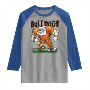Funny Bulldog Playing Football Raglan Shirt Game Day Dog Lover TS12 Sport Gray Royal Print Your Wear