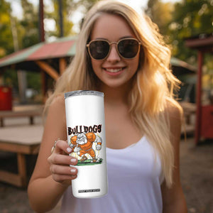 Funny Bulldog Playing Football Skinny Tumbler Game Day Dog Lover TS12 Print Your Wear