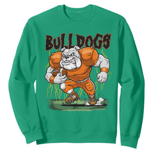 Funny Bulldog Playing Football Sweatshirt Game Day Dog Lover TS12 Irish Green Print Your Wear
