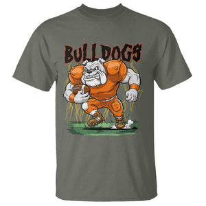 Funny Bulldog Playing Football T Shirt Game Day Dog Lover TS12 Military Green Print Your Wear