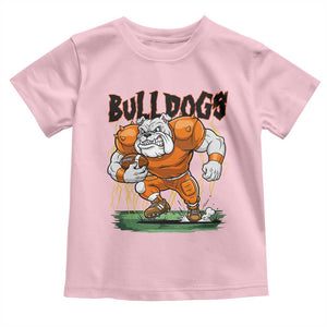 Funny Bulldog Playing Football Toddler T Shirt Game Day Dog Lover TS12 Light Pink Print Your Wear