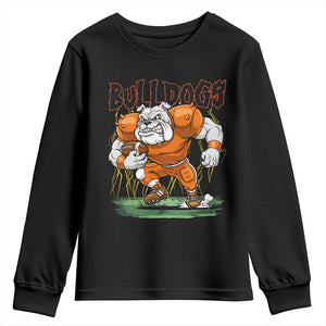 Funny Bulldog Playing Football Youth Sweatshirt Game Day Dog Lover TS12 Black Print Your Wear