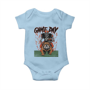 Funny Skeleton Playing Football Baby Onesie Game Day Gift TS12 Light Blue Print Your Wear