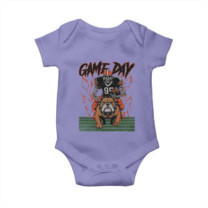 Funny Skeleton Playing Football Baby Onesie Game Day Gift TS12 Violet Print Your Wear