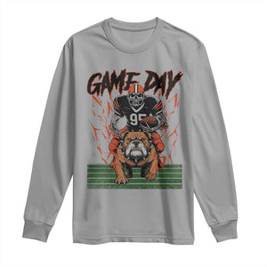 Funny Skeleton Playing Football Long Sleeve Shirt Game Day Gift TS12 Sport Gray Print Your Wear