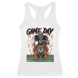 Funny Skeleton Playing Football Racerback Tank Top Game Day Gift TS12 White Print Your Wear