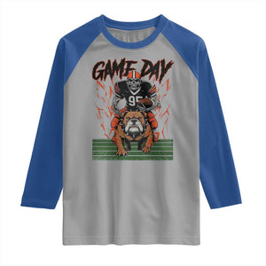 Funny Skeleton Playing Football Raglan Shirt Game Day Gift TS12 Sport Gray Royal Print Your Wear