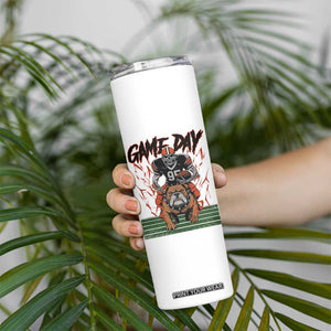 Funny Skeleton Playing Football Skinny Tumbler Game Day Gift TS12 Print Your Wear