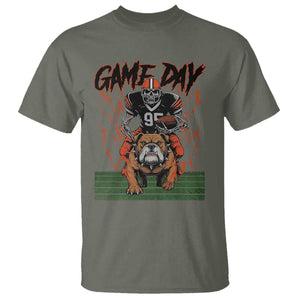 Funny Skeleton Playing Football T Shirt Game Day Gift TS12 Military Green Print Your Wear