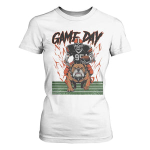 Funny Skeleton Playing Football T Shirt For Women Game Day Gift TS12 White Print Your Wear
