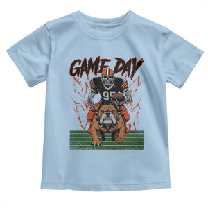 Funny Skeleton Playing Football Toddler T Shirt Game Day Gift TS12 Light Blue Print Your Wear