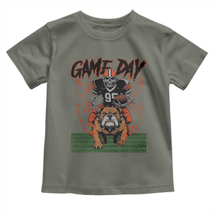 Funny Skeleton Playing Football Toddler T Shirt Game Day Gift TS12 Military Green Print Your Wear