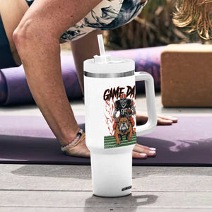 Funny Skeleton Playing Football Tumbler With Handle Game Day Gift TS12 Print Your Wear