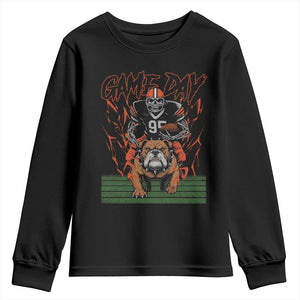 Funny Skeleton Playing Football Youth Sweatshirt Game Day Gift TS12 Black Print Your Wear