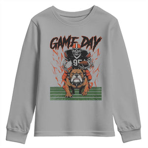 Funny Skeleton Playing Football Youth Sweatshirt Game Day Gift TS12 Sport Gray Print Your Wear