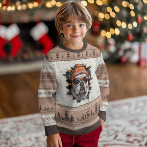 Bulldog Football Spirit Ugly Christmas Sweater Game Day Dog Lover Gift TS12 Mocha Mousse Print Your Wear