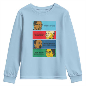 African American Leaders History Quote Gift Youth Sweatshirt TS12 Light Blue Print Your Wear