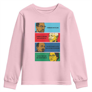 African American Leaders History Quote Gift Youth Sweatshirt TS12 Light Pink Print Your Wear