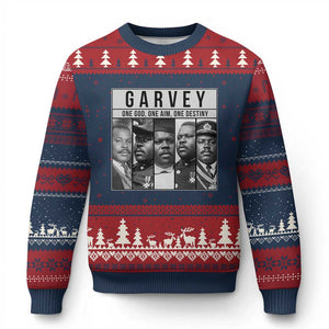 Marcus Garvey Quote Ugly Christmas Sweater One God One Aim One Destiny TS12 Navy Red Print Your Wear